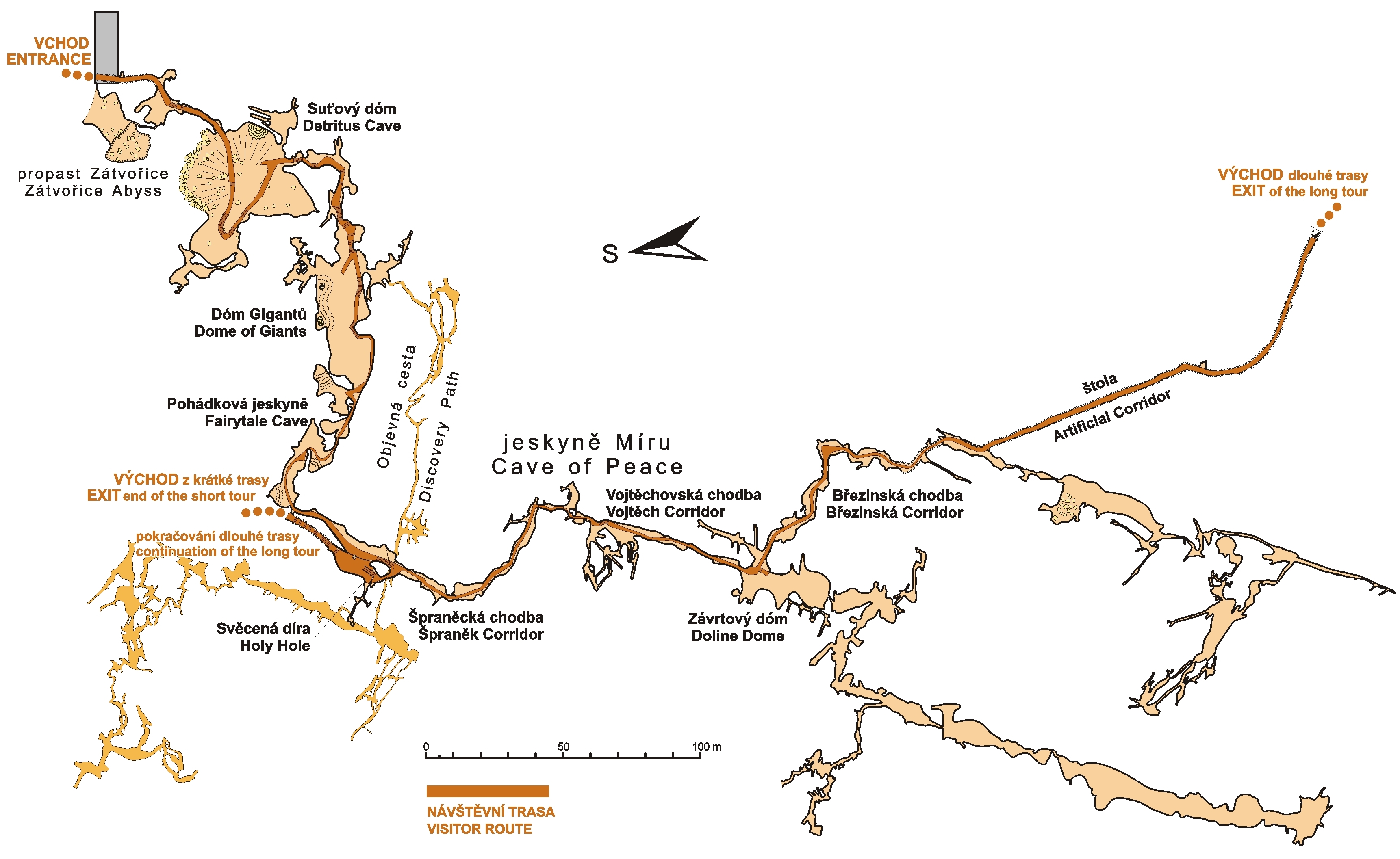 Javoříčské jeskyně/caves - map