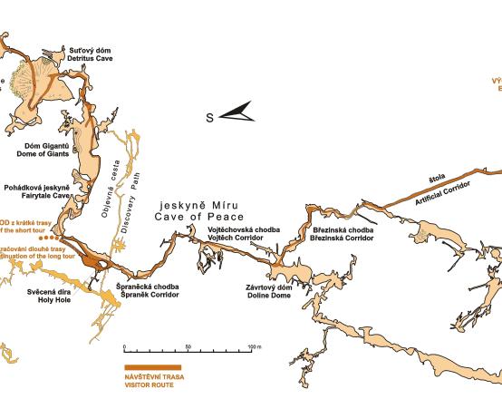 Javoříčské jeskyně/caves - map