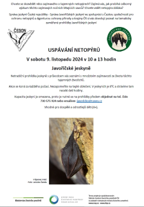 Pozvánka na Uspávání netopýrů v Javoříčských jeskyních 9. 11. 2024